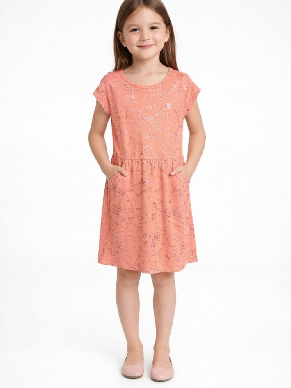 Epic Threads Pocket Dress Pink Gold Girls 6/7